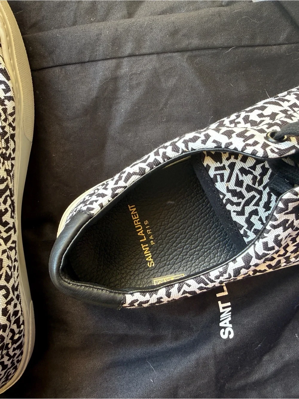 Saint Laurent Black & White Graphic Low-Top Sneakers